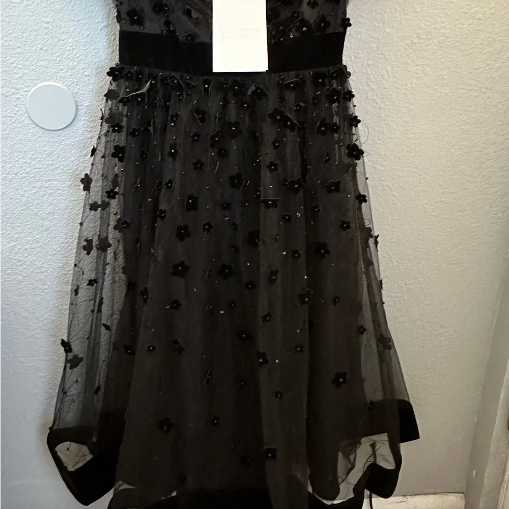 Mac Duggal Floral Applique Cocktail Midi Dress size 6 - Picture 5 of 7